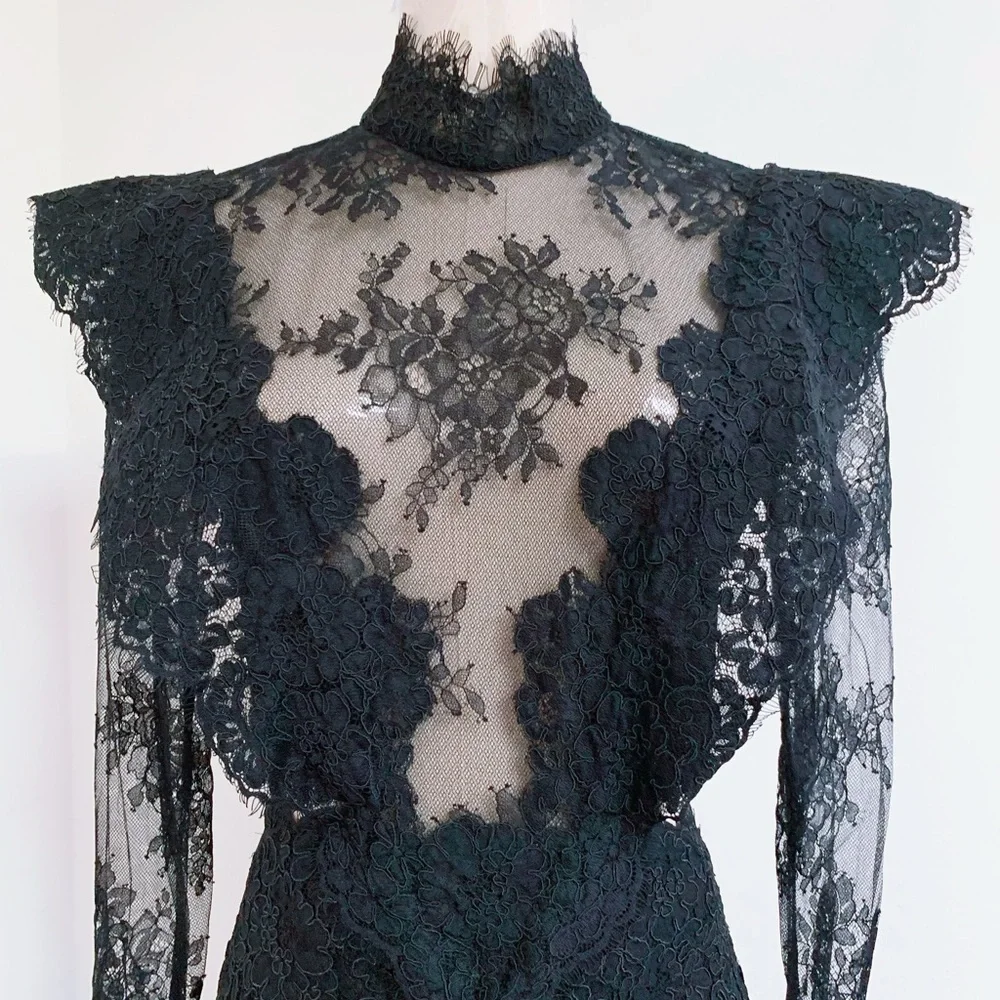 NWOT Authentic ZIMMERMANN Sensory lace linen and silk midi dress Size 1 Black - Picture 9 of 16